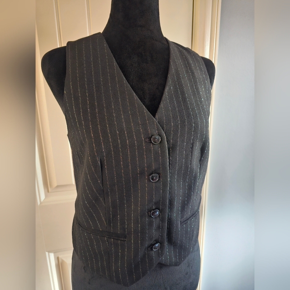 Maeve Tops - Mave Metallic Striped Vest Blk Slvr XS Excellent Condition Anthropologie